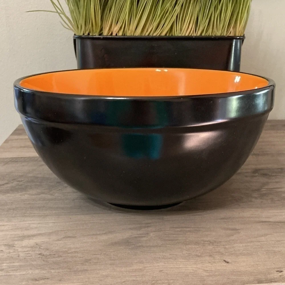 Rae Dunn HALLOWEEN TRICKS CERAMIC Black and Orange Halloween BOWL